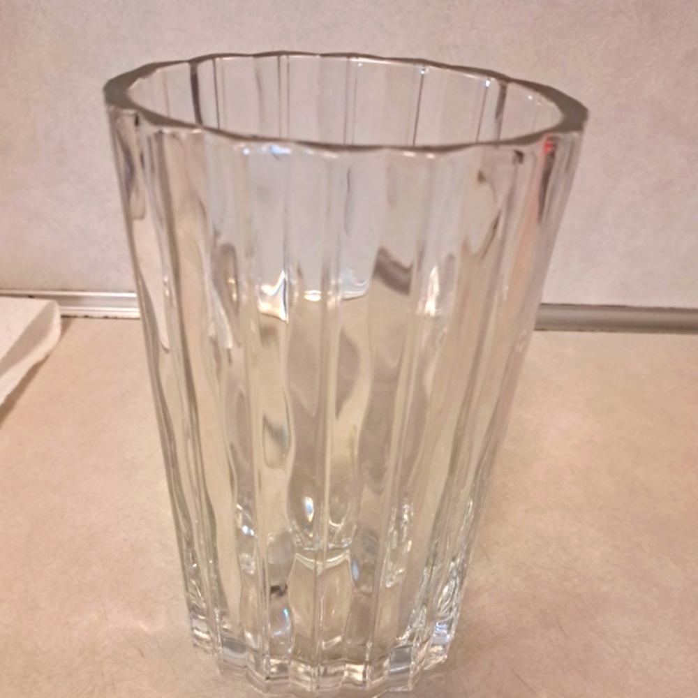 Oval glass vase 8.5 " tall